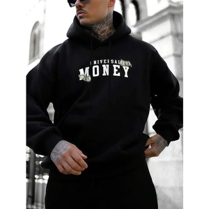 เสื้อฮู้ดผู้ชายแบบกำหนดเองได้ รุ่น Essential Black Tech Fleece ผ้าคอตตอนผสมพรีเมียม ให้ความอบอุ่น สวมใส่สบาย เหมาะสำหรับฤดูหนาว - Product Image 3