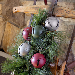 Albero di natale campana grande vernice al forno campane colorate a tre stelle campane di ferro a stella ciondolo ornamento artigianale per le vacanze a casa - Product Image 2