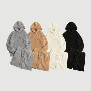 Ensemble de survêtement en polaire Sherpa pour homme KingSen de haute qualité, avec cordon de serrage, coupe ample, en polaire Teddy douce, OEM - Product Image 1