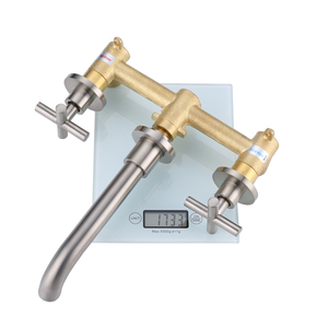 Grifo de Lavabo Moderno de Latón para Baño, Mezclador Integrado para Lavabo, Grifo de Pared para Lavabo, Grifo de Doble Manija de 8 Pulgadas para Dormitorio - Product Image 6
