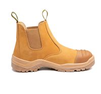 Sepatu Boots Keselamatan Musim Dingin Kulit Suede Sapi Tanpa Tali, Desain High Cut, Pelindung Jari Kaki Baja, Sol Injeksi PU Anti-Hantaman