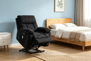 Sillón <span class=keywords><strong>Reclinable</strong></span> Eléctrico de Chenilla <span class=keywords><strong>Gris</strong></span> Oscuro para Personas Mayores, Reclinación Completa, Masaje de 8 Puntos, Calefacción, Control Remoto, Puerto USB, Doble Lateral - Product Image 4