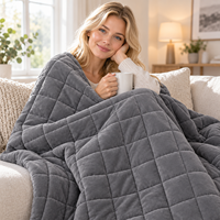 Couverture lestée anti-acariens confortable avec rembourrage en billes de verre, couverture matelassée en coton et fibre de bambou pour les voyages et la maison