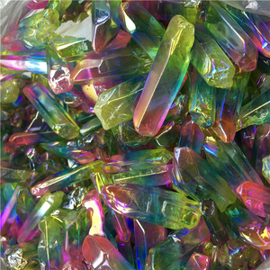 Bán Buôn Mạ Điện Cầu Vồng Rõ Ràng Hào Quang Tráng Quartz Point Rough Pha Lê Shining Cây Đũa Phép Cho Trang Trí - Product Image 6