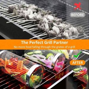 Grille de barbecue en acier inoxydable 304, résistante à la chaleur, design cylindrique, portable, outils de barbecue pour le camping en plein air - Product Image 4