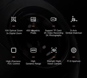 กล้อง Gimbal แบบ Electro-Optical Pod 3 แกน ความละเอียด 2K ซูมไฮบริด 30 เท่า HDR มองเห็นในเวลากลางคืนด้วย Starlight สำหรับโดรน FPV อุตสาหกรรม/ควอดคอปเตอร์ - Product Image 3
