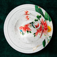 Ensemble de vaisselle florale en porcelaine osseuse de 12 pièces, assiette en porcelaine Horeca pour restaurant à domicile