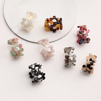 Anneaux de fleur d'acide acétique réglable vintage, coquille de tortue, acétate de cellulose, bijoux de doigt, anneau d'ouverture en acrylique léopard