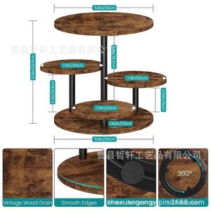 Wooden Round Cake <b>Stand</b> 3 Tier <b>Rotating</b> Dessert <b>Display</b> Rack For Birthday Party Indoor Use - Product Image 4