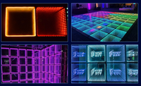 Plancher de danse interactif magnétique portable 3D à effet miroir infini, éclairage laser pour scène, mariage, DISCO, dalles de plancher de danse en ABS, matériau RGB