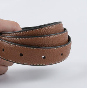 Ceinture de luxe en cuir véritable motif litchi de 2,3 cm <span class=keywords><strong>pour</strong></span> femme, boucle dorée mate vintage, ceinture fine grainée <span class=keywords><strong>pour</strong></span> jeans et robes - Product Image 6