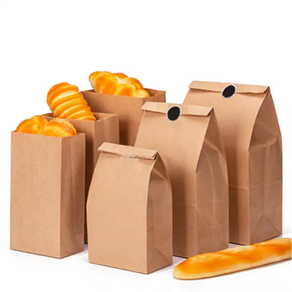 Custom Cheap Food Packaging Brown Kraft Paper Bag Wholesale Custom Greaseproof Food Paper Bag