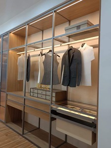 Armoire coulissante moderne haut de gamme <span class=keywords><strong>avec</strong></span> portes vitrées, 6 portes, grande capacité, meubles de chambre en bois pour la maison, salon - Product Image 2