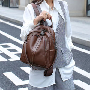 Mochilas para Mujer, Mochila Clásica de Cuero Vacuno Genuino, Bolso de Hombro Femenino, Bolsos Bandolera de Viaje - Product Image 1