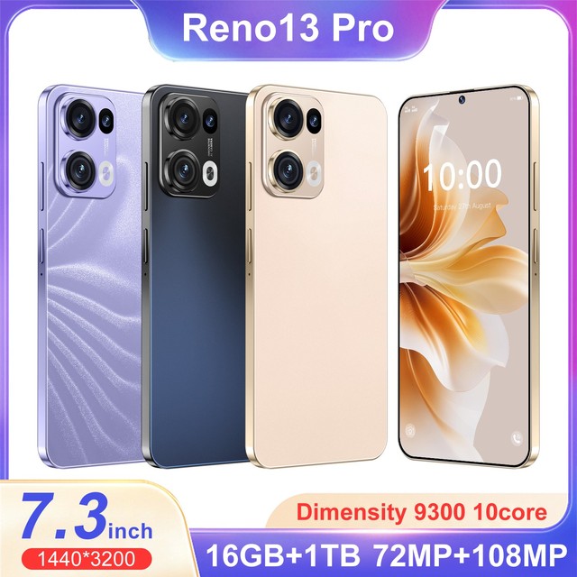 Reno 13Pro Gaming Smartphone 5G 16GB 1TB 7.3 Inch 108MP HD Cam 10 Core Android 15 Dual SIM