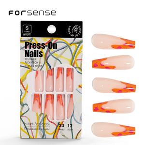 Embalaje personalizado ABS <span class=keywords><strong>uñas</strong></span> leopardo punta francesa diseño Prensa en <span class=keywords><strong>uñas</strong></span> conjunto hermosa manicura decorada <span class=keywords><strong>uñas</strong></span> <span class=keywords><strong>postizas</strong></span> adhesivo - Product Image 1