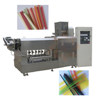 Chaîne de production complète biodégradable industrielle machine d'extrusion de paille de riz à boire comestible