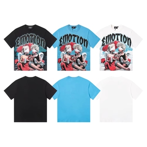 T-shirt vintage pour homme à col imprimé avec lettres en strass surdimensionnées, le plus apprécié de Guangzhou, vente en gros - Product Image 1