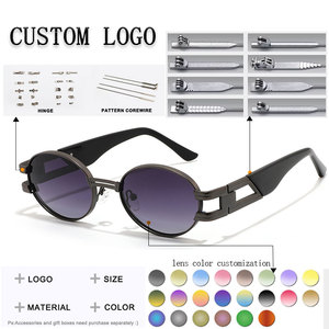 Unisex Oval <b>Sunglasses</b> Metal <b>Frame</b> Full Rim Green Lenses UV400 Protection Retro Style for Adults Outdoor Activities - Product Image 2