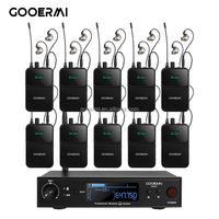 Système IEM sans fil UHF Gooermi EM200 avec 10 récepteurs Bodypack, moniteur intra-auriculaire professionnel pour grandes bandes et églises