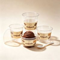 Gobelet à crème glacée jetable en PET avec logo personnalisé imprimé, 3oz 4oz 5oz 8oz 12oz, gobelet pour gelato et yaourt glacé avec couvercle en dôme