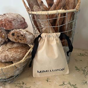 Promotional <b>Packaging</b> <b>Bag</b> Custom Logo Size Cotton Canvas Dust-proof <b>Bag</b> With Black Ribbons - Product Image 2