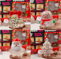 Lot de 4 jouets squishy scintillants de Noël en maltose à montée lente, jouets anti-stress à presser, ensemble de cadeaux de Noël