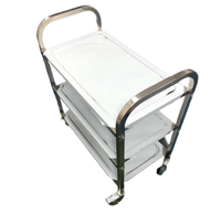 Chariot mobile Sunmax à 2 niveaux en plastique pour aliments avec roues, fournitures pour hôtels et restaurants, prix du fabricant