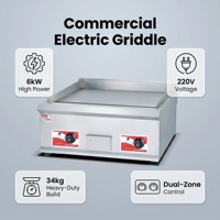 Plaque de cuisson électrique de comptoir OUTE pour restaurant - Acier inoxydable, puissance 6 kW, grillades, hauteur réglable, nettoyage facile, faible bruit