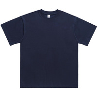T-shirt col rond pour homme style américain, coupe ample, coton lourd, design uni, pour les loisirs, 100% coton, poids lourd