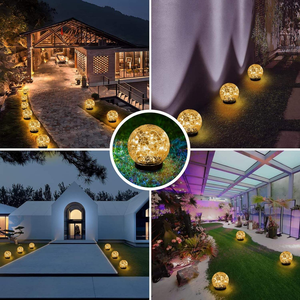 Lámpara Solar de Jardín OEM con Sensor de Luz, Impermeable, LED, Esfera de Cristal Agrietado, para Caminos, WD-0062 - Product Image 6