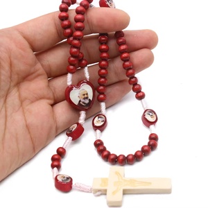 बरगंडी माला हाथ से बुने हुए मनके लकड़ी के पार लटकन हार के लिए पुरुषों - Product Image 2