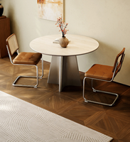 Table à manger ronde moderne en pierre frittée Bauhaus pour petite salle à manger