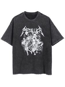 เสื้อยืดลำลองแขนสั้นวินเทจสำหรับผู้ชายเสื้อยืดโอเวอร์ไซส์ผ้าฝ้ายลายกราฟิกโอเวอร์ไซส์ - Product Image 5