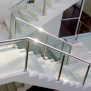 senior stainless steel post glass balustrades with round tubular handrail