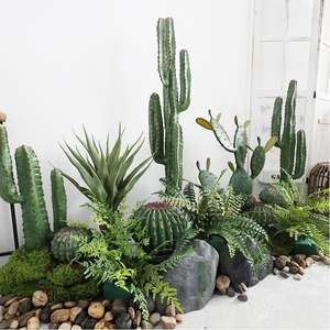 Mur végétal artificiel en pot, résistant aux UV, fleurs décoratives, couronnes et plantes, fausse décoration, grand cactus artificiel en pot - Product Image 2