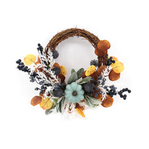 Mling-décoration de couronne artificielle, plantes de remerciement, pour l'automne, couronne de porte avec forets en feuille d'érable et <span class=keywords><strong>Ber</strong></span>, nouvelle collection 2022 - Product Image 1