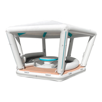 Plateforme flottante de loisirs gonflable en PVC personnalisée, île, quai, cabane avec tente