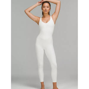 Body de Yoga y Fitness para Mujer Aligh, Blanco, Largo, Sin Costuras, de Spandex/Poliéster, con Tirantes Finos y Escote Redondo - Product Image 1