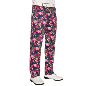 Wholesale Allover Print Pockets Golf Pants Working Pants Men Polyester Spandex Golf Trousers
