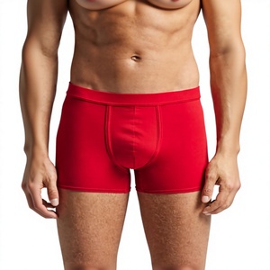Wholesale OEM Men's <b>Customized</b> Mid-Rise <b>Boxer</b> Briefs Quick Dry Breathable Soft Cotton/Spandex Knit Fabric Solid Pattern - Product Image 1