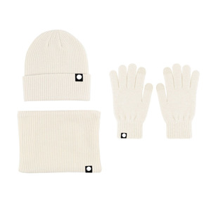 All'ingrosso da uomo 3 pezzi Set berretto invernale in maglia acrilica con <span class=keywords><strong>sciarpa</strong></span> <span class=keywords><strong>e</strong></span> <span class=keywords><strong>guanti</strong></span> con etichetta Patch in pelle - Product Image 5