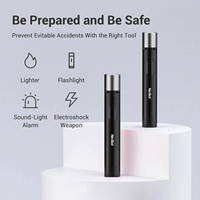 Nouveau briquet électrique USB sans flamme en métal, style bougie, avec lampe torche, sécurité et autodéfense pour femmes