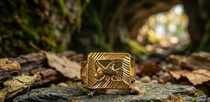 DIVYORO Classic Gold Plated Mens <b>Ring</b> Copper and Brass Fashion Jewelry Premium <b>Statement</b> Finger <b>Ring</b> for Everyday and Occasion - Product Image 2