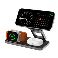 Support de chargeur sans fil magnétique 3-en-1 pliable 25W pour iPhone 17/16/15/14, iWatch et écouteurs