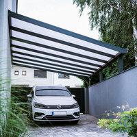 Pérgola Moderna y Duradera de Aluminio para Estacionamiento de Autos con Techo de Policarbonato Resistente a los Rayos UV e Impermeable para Garaje Exterior