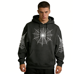 <span class=keywords><strong>Felpa</strong></span> con Cappuccio Oversize da Uomo LEDUO con Grafica Ragno, Stile Gotico Streetwear - Product Image 1