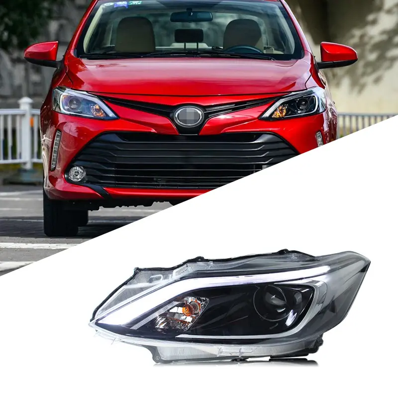 Lampu depan lensa bifokal mobil untuk Toyota VIOS FS 2017-2019 lampu sinyal belok DRL Aksesori lampu berjalan LED