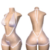 Vente en Gros Personnalisable Ensemble de Lingerie Exotic Sexy pour Femmes Adultes, avec Strass, Tenue de Spectacle