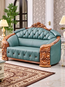 Set di Divani ZBS in Legno di Ebano e Vera Pelle, Stile Europeo e Cinese Moderno, Imbottitura in Spugna ad Alta Densità per <span class=keywords><strong>Soggiorno</strong></span> di Villa - Product Image 4